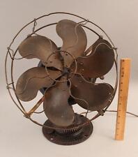 RARE Antique Emerson 6 Brass Blade Pancake Motor Ornate Cast Iron Electric Fan for sale  Shipping to Canada
