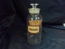 Botella de vidrio transparente vintage de boticario/farmacia con tapón y etiqueta - Sanguinaria segunda mano  Embacar hacia Argentina