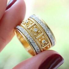 Lab Created Diamond 2CT Filigree Eternity Wedding Band Ring 14K Yellow Gold Over for sale  Shipping to South Africa