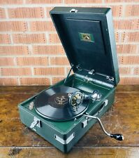 Gramofone HMV 102 toca-discos portátil de corda 78 rpm antigo verde vintage comprar usado  Enviando para Brazil