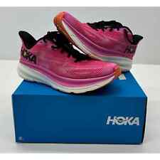 HOKA WOMEN'S CLIFTON 9 RUN SHOES RASPBERRY/STRAWBERRY SIZE 9B PRE-OWNED #015S for sale  Shipping to South Africa