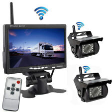 Usado, Monitor de carro sem fio 7" visão traseira dupla sistema de câmera de ré para caminhão trailer ônibus comprar usado  Enviando para Brazil