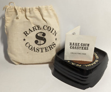 Vintage Set Rare Coin Coaster Of 4 Large Coin Plastic Coasters Paper Cloth Bag for sale  Shipping to South Africa
