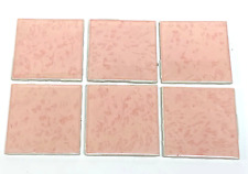 Lote de 6 azulejos de pared de cerámica vintage de 4 1/4" rosa con mochas recuperados rescate brillante segunda mano  Embacar hacia Argentina
