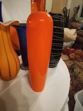 Murano ? MCM Hand Blown Art Glass Tall Vase Bright Orange 13.5 Tall  for sale  Shipping to South Africa