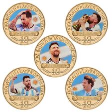 Juego de monedas chapadas en oro de 5 piezas jugador de fútbol argentino ganador Messi para colección segunda mano  Embacar hacia Argentina