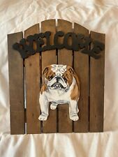 Wooden Fence Bulldog Welcome Sign (319) for sale  Shipping to South Africa
