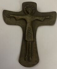 Antiguo crucifijo alemán de bronce Jesucristo cruz colgante de pared segunda mano  Embacar hacia Argentina