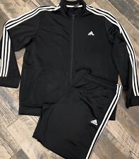 Conjunto de calça jaqueta Adidas masculina tricot 3 listras preta tamanho 2XL 2 peças comprar usado  Enviando para Brazil
