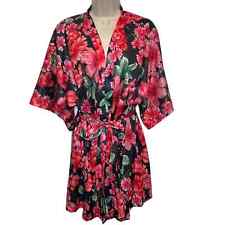 Vintage Bernette silky robe red floral women’s large flare sleeves for sale  Shipping to South Africa