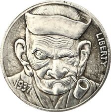 Hobo Niklowa moneta Stary człowiek z kapeluszem Kolekcja monet GRAWEROWANIE SZTUKA prezent na sprzedaż  Wysyłka do Poland