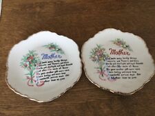 Pair of Vintage Poem Printed Decorative Wall Plate Ceramic floral dish, used for sale  Shipping to South Africa