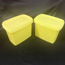 Zestaw 2 szt. ~ Vintage ~ Tupperware ~ Żółty ~ Pojemniki do oszczędzania półek / Kanistry #1243 z pokrywkami, używany na sprzedaż  Wysyłka do Poland