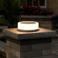 Used, Large Round Solar Outdoor Post Light, LED Landscape Column Lamp 3000K Lighting for sale  Shipping to South Africa