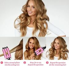 Used, 3 Barrels Hair Curler - 25Mm Curling Iron Tongs Mermaid Waves-PINK for sale  Shipping to South Africa
