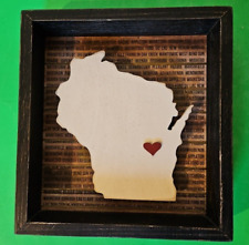 Primitives by Kathy Wisconsin Shaped State Wood Reverse Box Sign - 8” X 8.5” for sale  Shipping to South Africa