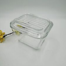 Prato de geladeira vintage Pyrex Fridgie 501-B com tampa nervurada vidro transparente 501-C comprar usado  Enviando para Brazil