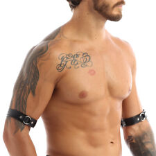 1 par de braçadeiras masculinas de couro sintético com alças ajustáveis comprar usado  Enviando para Brazil