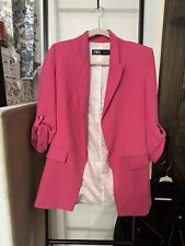 Blazer feminino Zara tamanho S rosa fúcsia bolsos manga 3/4 comprar usado  Enviando para Brazil