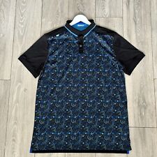 Bunker Mentality Paisley Golf Polo Shirt Mens XXL Black Blue Yellow for sale  Shipping to South Africa