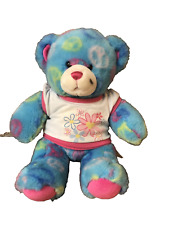 Peace Sign Build a Bear 14" Plush Blue - Flowered Shirt Pink Nose BAB Workshop for sale  Shipping to South Africa