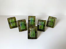 Pier 1 Napkin Rings Holders Green X6 Artisan Dichroic Glass Copper Colored Metal for sale  Shipping to South Africa