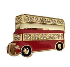 Broche carrinho de dois andares com strass esmalte vermelho tom dourado comprar usado  Enviando para Brazil