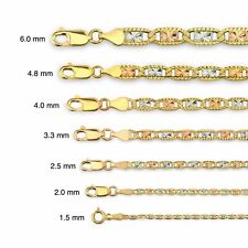 Collar de oro 14k tricolor sólido cadena Valentino corte diamante 1,5 mm - 6,0 mm segunda mano  Embacar hacia Argentina