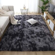 Fluffy Dark Grey / Blue  Area Rug 2.3m x 1.6m w/ Non-slip Underlay, used for sale  Shipping to South Africa