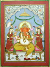 Used, Ganesha God Painting Paper Home Decorative Wall Hanging  Indian Art Hinduism for sale  Shipping to Canada