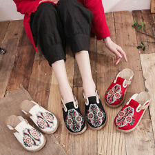 Sapatos femininos bordados estilo tribal retrô chinelos étnicos legais tecidos à mão comprar usado  Enviando para Brazil