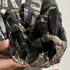 Espécimen mineral de cuarzo negro natural raro hermoso racimo de cristal de cuarzo negro de 10,71 lb segunda mano  Embacar hacia Mexico