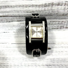 Usado, Vintage Guess Relógio Feminino Tom Dourado Quadrado Pulseira de Couro Preto Diamantes Falsos comprar usado  Enviando para Brazil