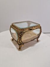 Antique Filigree Ormolu Jewelry Box Casket With Beveled Glass Display Case, C8, used for sale  Shipping to South Africa