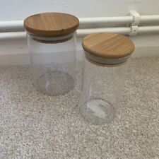 2 Glass Kitchen Food Storage Containers Set Nuts Tea Coffee Sugar Jars, used for sale  DERBY