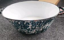 Antique Chrysolite Graniteware double handled Basin enamelware green swirl pan for sale  Shipping to South Africa