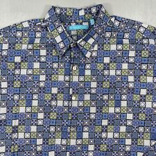 Usado, Camisa hawaiana Tori Richard para hombre 2XL azulejo ventana estampado geométrico por todas partes segunda mano  Embacar hacia Argentina