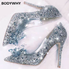 2023 cinderella shoes rhinestone women pointed female party wedding high heels for sale  Shipping to South Africa