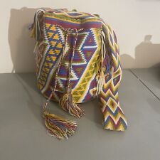 Bolsa de ombro Wayuu mochila feita à mão colombiana colorida grande comprar usado  Enviando para Brazil