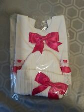 Romany Baby Girls Pink Ribbon Lace bib and hat set 0-3 months Spanish for sale  OLDHAM