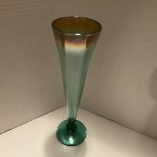 Rick Strini Iridescent Green Gold Handblown Studio Art Beer Glass Signed 11” H for sale  Shipping to South Africa