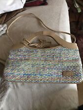 BULAGGI HANDBAG, MULTI COLOUR WICKER STYLE, 2 SHORT HANDLES, 1 LONG, ZIP for sale  Shipping to South Africa