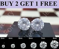 Used, WOMENS GENUINE 925 SOLID STERLING SILVER CUBIC ZIRCONIA ROUND STUD EARRINGS    for sale  LONDON
