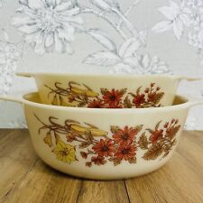 Vtg Pyrex Autumn Harvest Bowls Set of 2 Nesting Oven Dish 80s Halloween Chistmas for sale  Shipping to South Africa