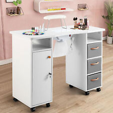 Used, White Manicure Table Nail Desk Beauty with Dust Collector Drawer+Wheel+Wrist Pad for sale  Shipping to South Africa