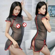 Vestido sexy feminino brilhante Cheongsam Qipao lingerie transparente manga curta EUA, usado comprar usado  Enviando para Brazil
