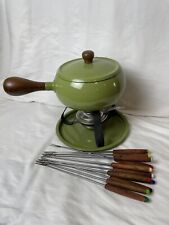 Usado, Conjunto de panela de fondue vintage moderna de esmalte verde meados do século com 12 garfos comprar usado  Enviando para Brazil