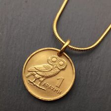 Coruja/fênix de banho moeda antiga grega 1 pingente de dracma colar de ouro 20" comprar usado  Enviando para Brazil