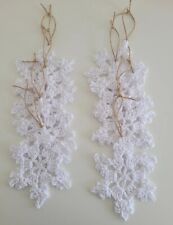 8 Handmade White Snowflakes- Christmas Tree Decoration/Crochet/Bauble/Cotton for sale  Shipping to South Africa