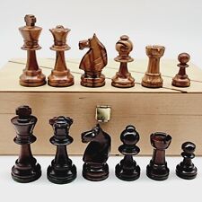 Vintage French Staunton 2,75" Glass Eye Knight Wood Chess Set +Box, usado comprar usado  Enviando para Brazil